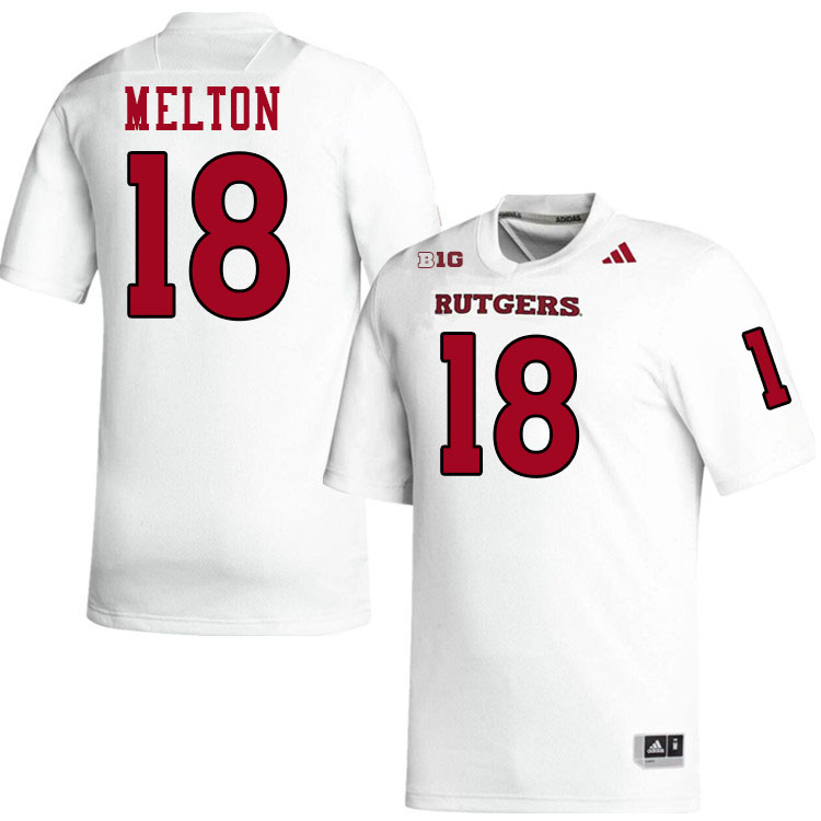 Rutgers Scarlet Knights #18 Bo Melton College Football Jerseys,Uniforms-White Rutgers Scarlet Knights #18 Bo Melton College Football Jerseys,Uniforms-White